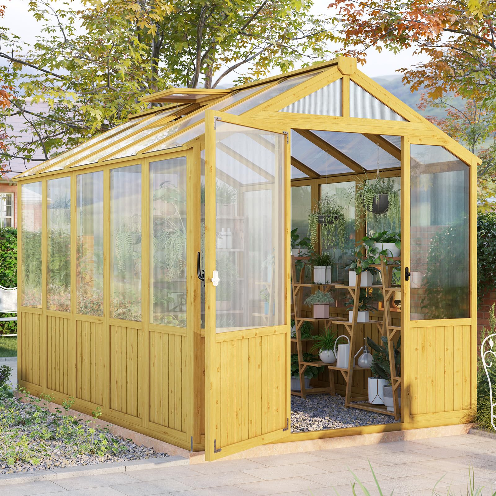 Amazon.com : Jocisland 6x8x6.5 Ft Wooden Greenhouse, Pre-Assembled
